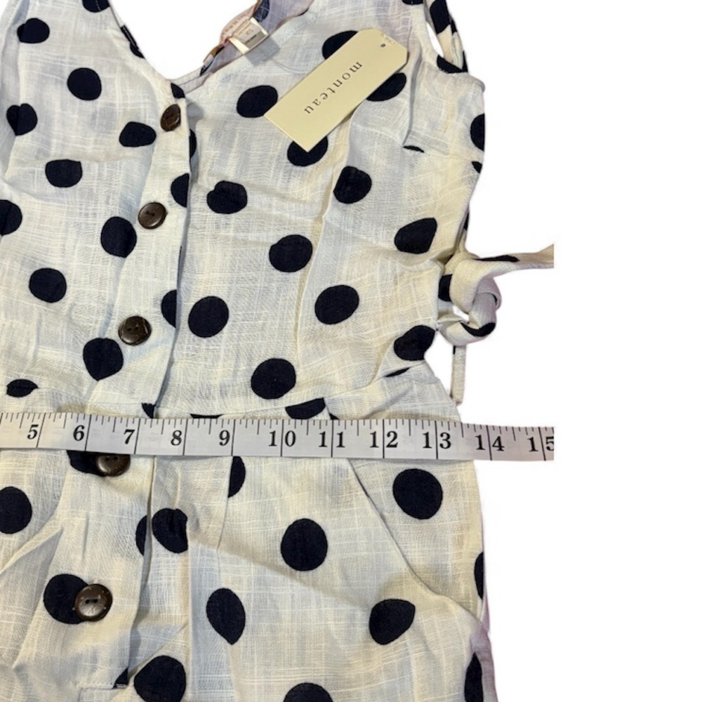 Monteau Pants & Jumpsuits Linen Blend Polka Dot Tank Jumpsuits Women's XS - Picture 8 of 8
